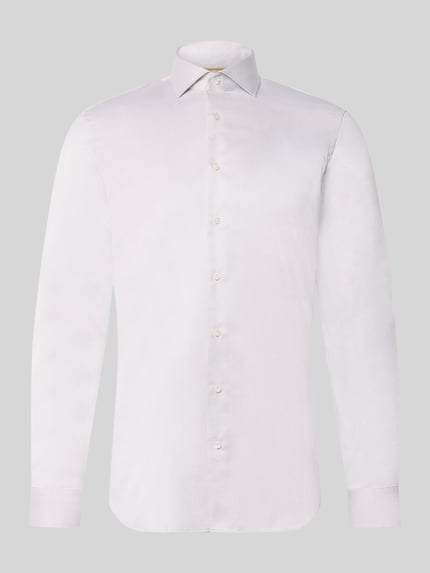 Produktfoto, Super Slim Fit Businesshemd in Premiumqualität von Jake*s, helles Hemd mit feiner Struktur, weiße Knöpfe, grauer Hintergrund