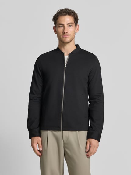 Lindbergh bluza rozpinana o kroju slim fit ze stójką Czarny 4