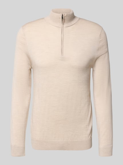 Selected Regular Fit Troyer aus reiner Merinowolle Modell 'TRAY' Sand 2