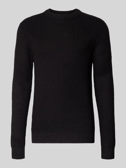 JACK & JONES Gebreide pullover met ribboorden, model 'LINK' Zwart - 2