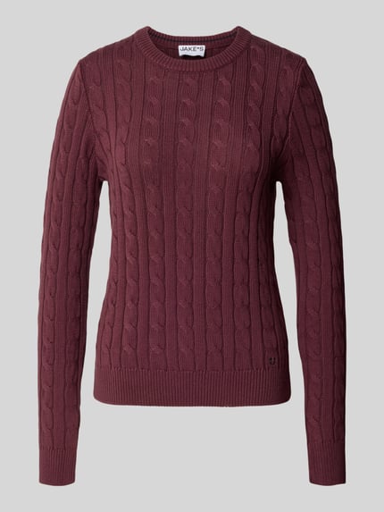 Jake*s Casual Slim fit shirt met lange mouwen in gebreide look Aubergine - 2