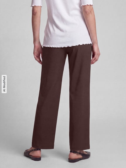 MAC Wide Leg Hose aus Viskose-Mix Modell 'Chiara' Mittelbraun 5