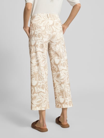 Brax Straight leg linnen broek met verkort model Beige - 5