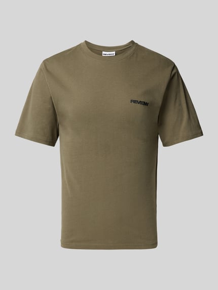 REVIEW T-Shirt mit Label-Print Oliv 2