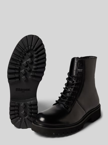 Blauer USA Schnürstiefel mit Label-Detail Modell 'BUXTON' Black 4