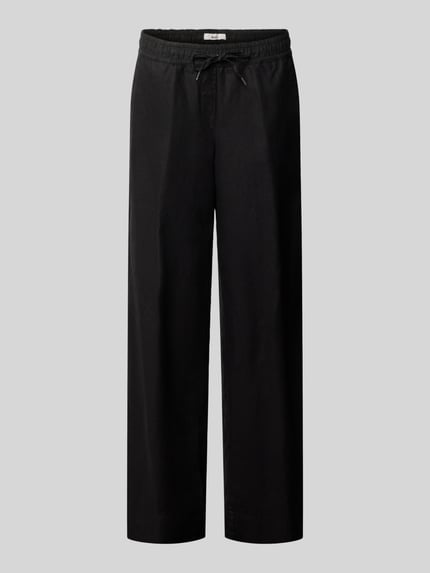 Productfoto, Regular Fit Weite Hose aus reinem Leinen Modell 'FARINA' van Brax, zwart, effen, elastische tailleband met trekkoord, steekzakken, label-applicatie, puur linnen