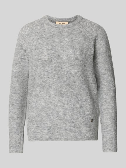 MOS MOSH Strickpullover mit Rundhalsausschnitt Modell 'Tammy' Mittelgrau Melange 2