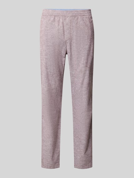 Produktfoto, prosta forma, jednolity kolor, średni stan, łatka z logo, kieszenie boczne i tylne, len-baumwoll-mix, Gerade Hose aus Leinen-Baumwoll-Mix von Tom Tailor