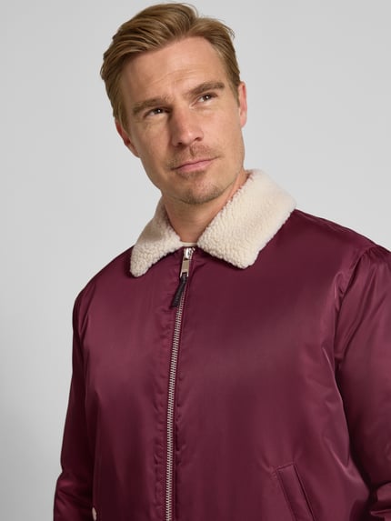 MCNEAL regular fit jack met platte kraag Bordeaux - 3
