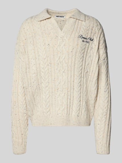 REVIEW Sweter z dzianiny krój regular fit z dodatkiem wełny Écru 2
