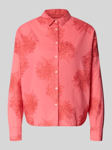 Produktfoto, Regular Fit Bluse mit Stitchings Modell 'LUCY' van 0039 Italy, dames blouse van puur katoen, overhemdkraag, kleur roze, ruglengte maat S 67 cm, mouwlengte maat S 47 cm