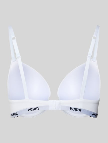 Produktfoto, Push-up-BH mit verstellbaren Trägern von PUMA aus weißem Material-Mix mit Stretch-Anteil, körpernahe Passform, Hakenverschluss.