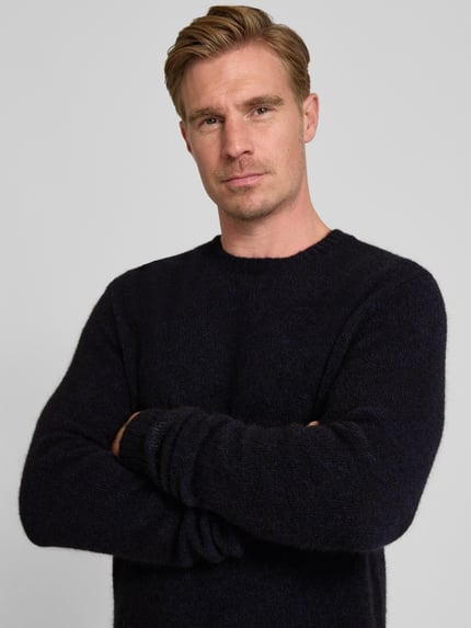 Forét Strickpullover mit Leinen-Anteil Modell 'ALPINE' Dunkelblau 3