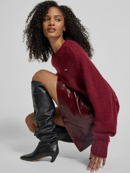 ROTATE Oversized wollen pullover met mohair Bordeaux - 3