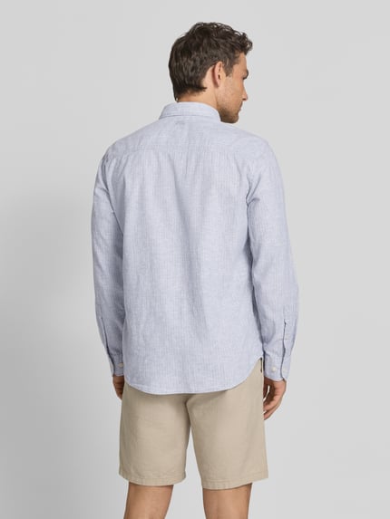 camel active Regular fit vrijetijdsoverhemd van linnenmix met button-downkraag Jeansblauw - 5