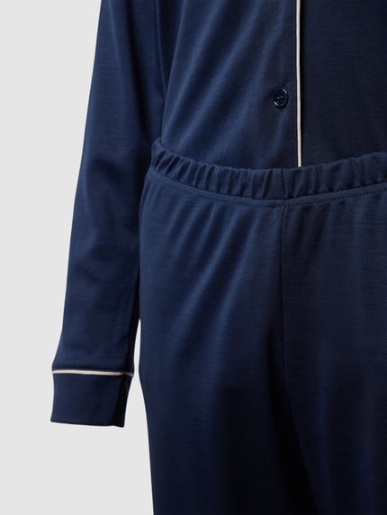 HANRO Regular fit pyjama van puur katoen Donkerblauw - 2