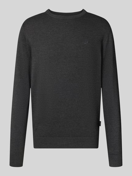 bugatti relaxed fit gebreide pullover van puur katoen Antraciet - 1