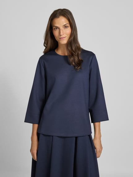 Rich & Royal Regular fit sweatshirt met ronde hals en 3/4-mouw Marineblauw - 4