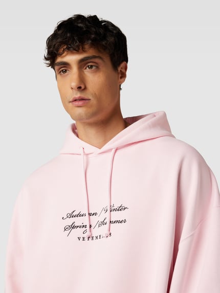 VETEMENTS Bluza z kapturem o kroju oversized z wyhaftowanym logo Jasnoróżowy 3