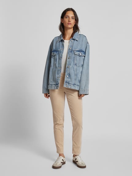 CAMBIO Slim fit corduroy broek in 5-pocketmodel, model 'PIPER' Zand - 1