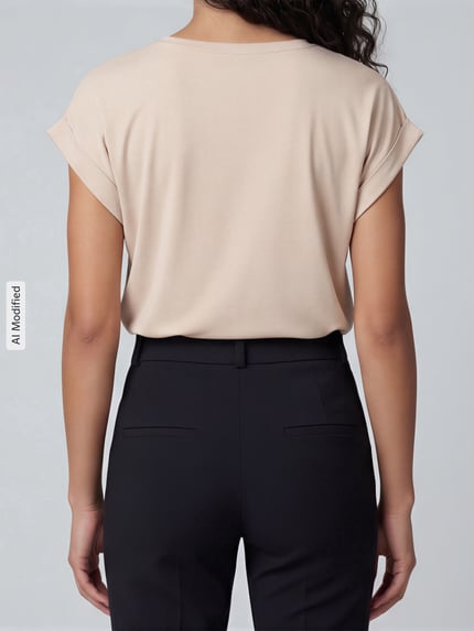 Vrouwenmodel draagt Regular fit smalle broek met model 'FLEUR' van CAMBIO, zwart, effen structuur, Dames broek, totale achteraanzicht