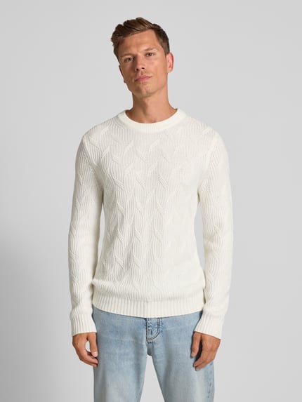 Christian Berg Men Gebreide pullover met kasjmiergehalte Offwhite - 4