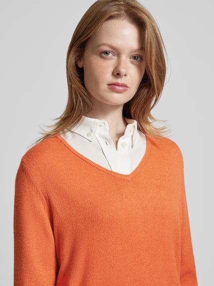 Christian Berg Woman Strickpullover mit abgerundetem V-Ausschnitt Terra Melange 3