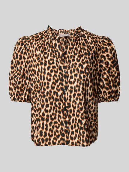 Christian Berg Woman Selection Regular fit blouse in dierenlook met V-hals Beige - 2