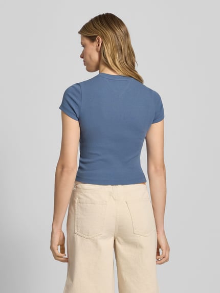 Tommy Jeans Slim Fit T-Shirt aus Baumwoll-Mix Rauchblau 5