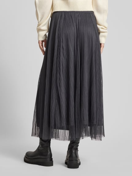 ONLY regular fit midi-rok van mesh model 'LAVINA' Antraciet - 5