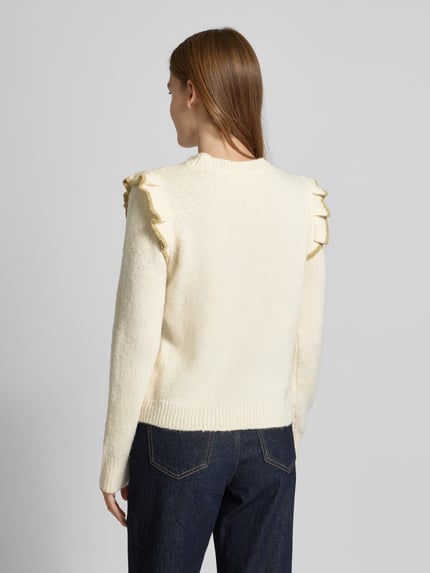 VILA Strickpullover mit Rüschen Modell 'NANZYL' Beige 5