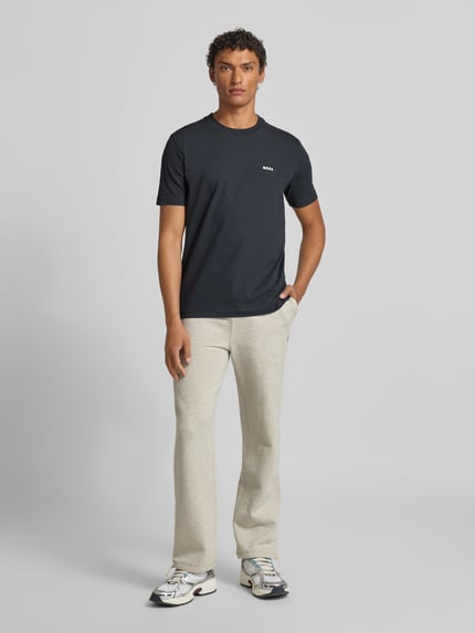 BOSS Green T-shirt met labelprint Marineblauw - 1
