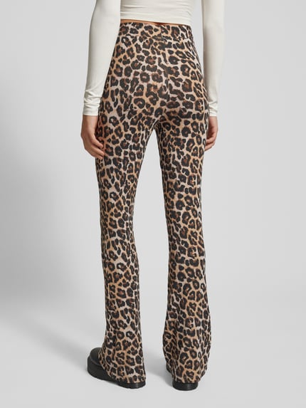 NOISY MAY® Flared stoffen broek met dierenprint, model 'PASA' Zwart - 5