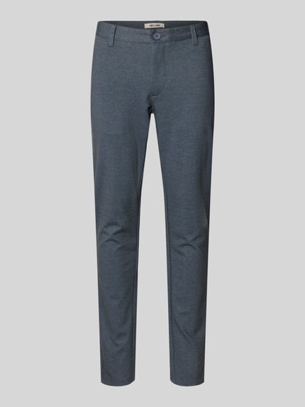 Produktfoto, Slim Fit Chino aus Viskose-Mix Modell 'MARK' von Only & Sons in unifarbenem Melange-Look mit Gürtelschlaufen und Taschen