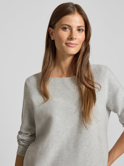 Christian Berg Woman Regular Fit Longsleeve aus reiner Baumwolle in Strick-Optik Mittelgrau Melange 3