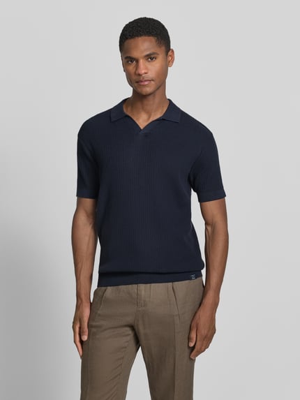 LERROS Slim Fit Strick-Poloshirt mit V-Ausschnitt Marine 4