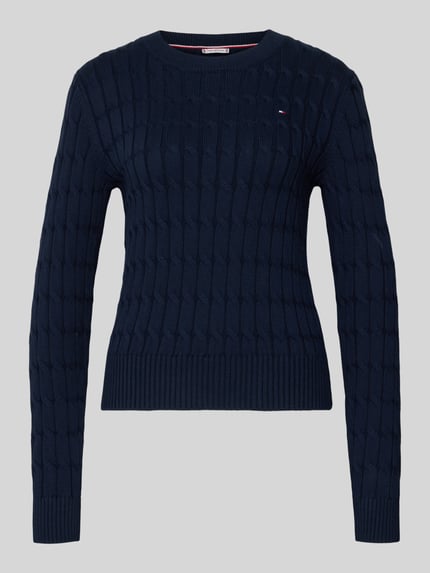 Tommy Hilfiger Slim Fit Strickpullover aus reiner Baumwolle Marine 2