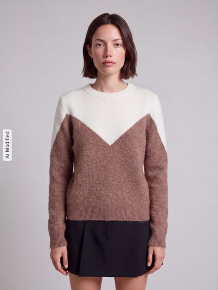 VERO MODA sweter krój regular fit z dodatkiem wełny model 'PLAZA' Czekoladowy 4