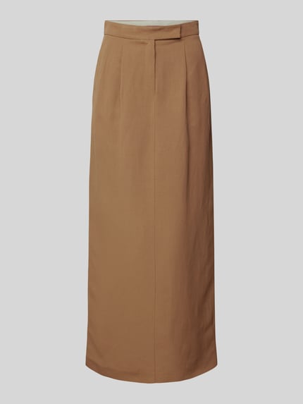 Max Mara Studio Maxirok in effen design, model 'NELLA' Lichtbruin - 2