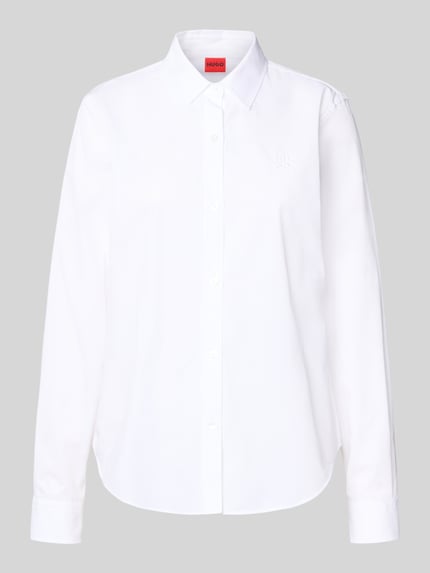 Produktfoto, Regular Fit Hemdbluse aus reiner Baumwolle Modell 'ESSENTIAL' von HUGO, Optik: Unifarben, Popeline mit Logo-Stitching und Hemdkragen