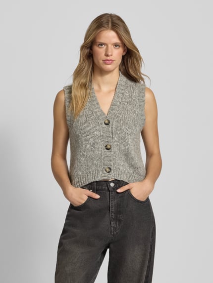 Marc O'Polo DENIM Regular fit mouwloos vest van scheerwolmix Lichtgrijs gemêleerd - 4