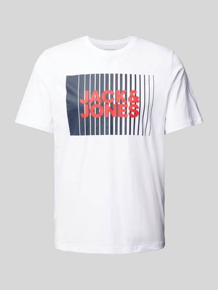 JACK & JONES T-Shirt mit Label-Print Modell 'CORP' Weiss 2