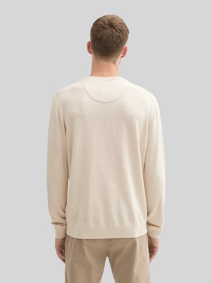 Tom Tailor Regular Fit Pullover aus reiner Baumwolle Offwhite 5