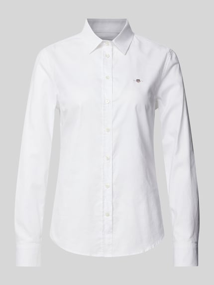 GANT Slim fit overhemdblouse met labelstitching Wit - 2