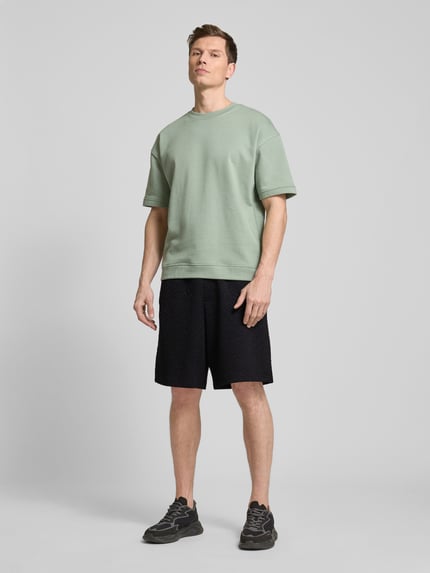 Armani Exchange Regular Fit Sweatshorts mit Label-Print und Viskose-Anteil Black 1