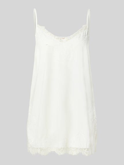 FREE/QUENT Top mit Spitzenbesatz Modell 'BICCO' Weiss 2