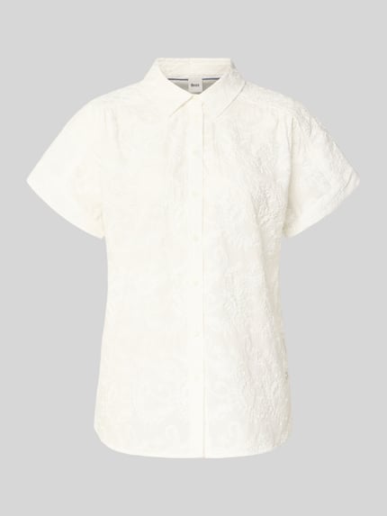 Produktfoto, Regular Fit Bluse aus reiner Baumwolle Modell 'VIV' von Brax mit florales-Allover-Muster, Popeline-Struktur, Farbe Weiß