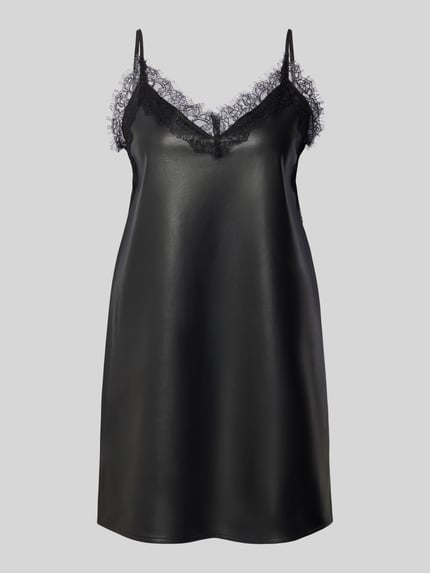 Gina Tricot mini-jurk met kant in leerlook Zwart - 2