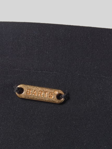 Produktfoto, Bikini-Slip mit Label-Detail Modell 'SOLID' von Barts, Damen Bikini-Slip im schwarzen Material-Mix mit Stretch-Anteil, Regular-Fit, strukturiertes, mattes Gewebe, goldfarbenes Logodetail.