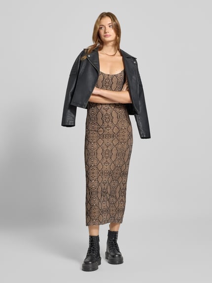 Gina Tricot Midi-jurk met spaghettibandjes en ronde hals Zand - 1
